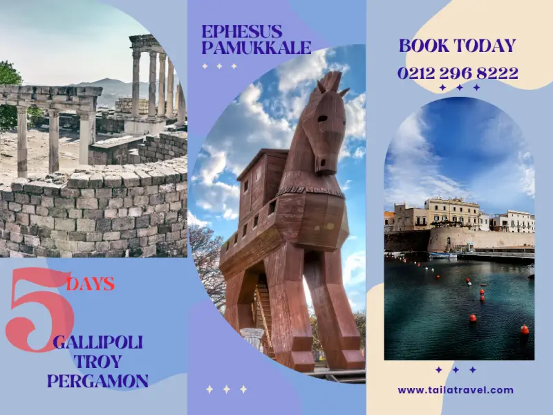 5 Days Gallipoli, Troy, Pergamon, Ephesus And Pamukkale Tour